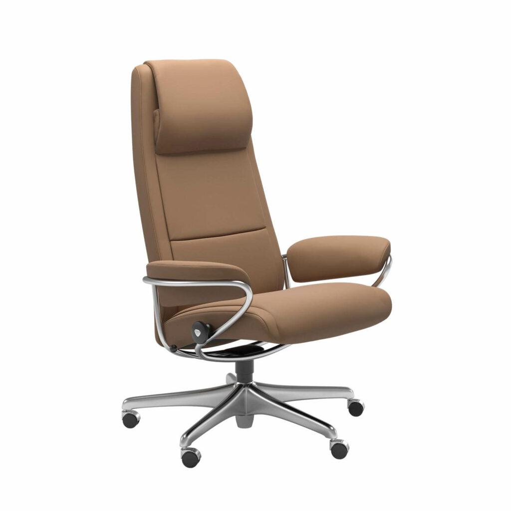 paris high back office stressless sessel batick latte stahl