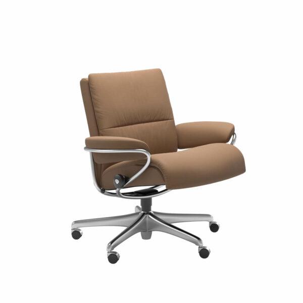 tokyo low back office stressless sessel batick latte stahl