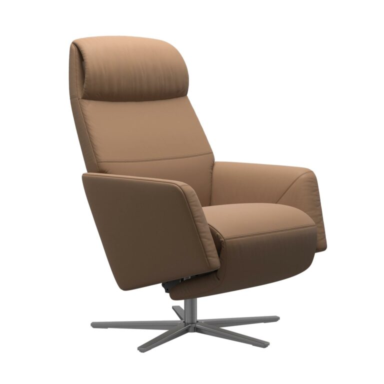 Stressless Sessel Scott, Lederfarbe hellbraun mit dem Sirius Untergestell in chrom