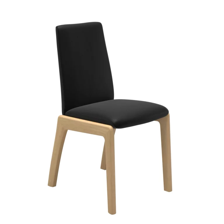 Stressless LAUREL Esszimmerstuhl mit niedriger Rückenlehne, Lederfarbe schwarz, Holzuntergestell D100, Farbe natur