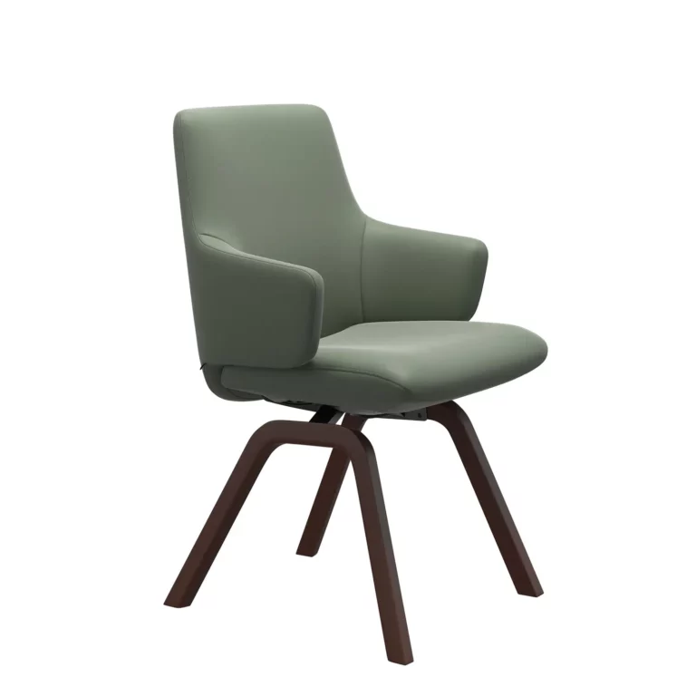 Stressless LAUREL Esszimmerstuhl niedrige Rückenlehne - D200 mit Armlehne | Walnuss in Leder Batick Thyme Green