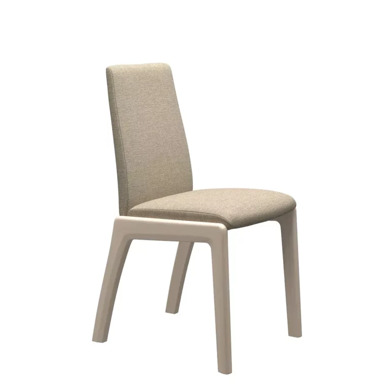 Stressless LAUREL Esszimmerstuhl niedrige Rückenlehne - D100 ohne Armlehne | Holzfarbe Whitewash | Stoff Daisy Beige