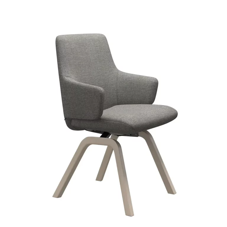 Stressless LAUREL Esszimmerstuhl niedrige Rückenlehne - D200 mit Armlehne | Eiche Whitewash Stoff Daisy Grey