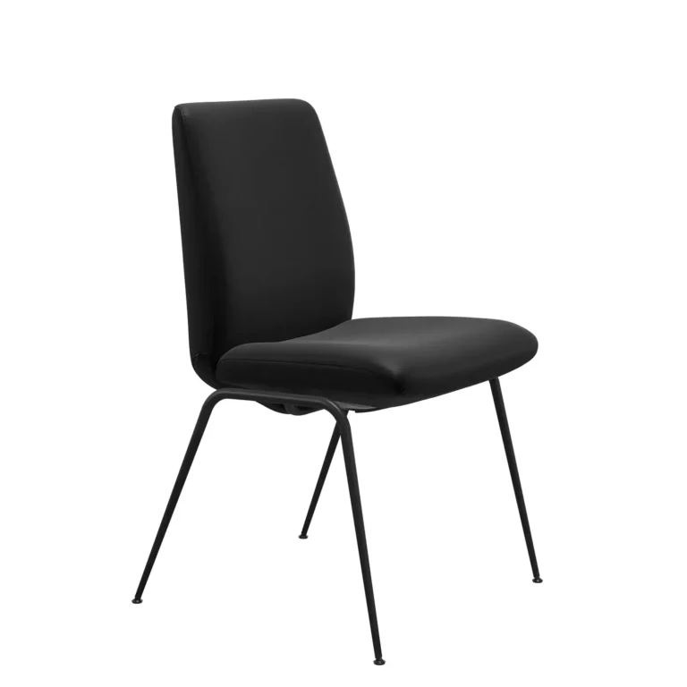 Stressless LAUREL Esszimmerstuhl niedrige Rückenlehne - D300 ohne Armlehne | Matt Schwarz in Leder Batick Black