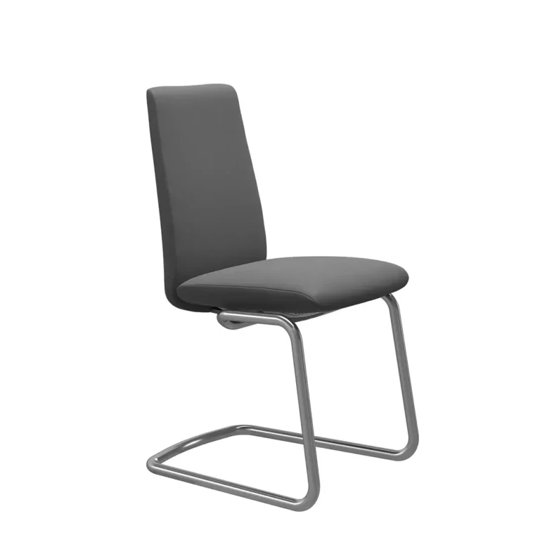 Stressless LAUREL Esszimmerstuhl niedrige Rückenlehne - D400 ohne Armlehne | Chrom in Leder Batick Grey