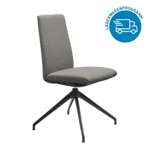 Stressless Esszimmermöbel 20 Stressless Esszimmerstuhl Laurel, D350, niedriger Rücken ohne Armlehne. Stoff Daisy Grey, und mattschwarzes Untergestell