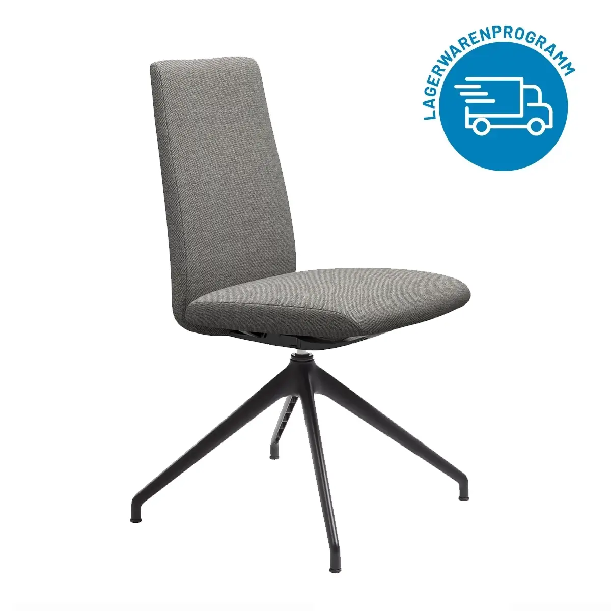 Startseite 1 Stressless Esszimmerstuhl Laurel, D350, niedriger Rücken ohne Armlehne. Stoff Daisy Grey, und mattschwarzes Untergestell
